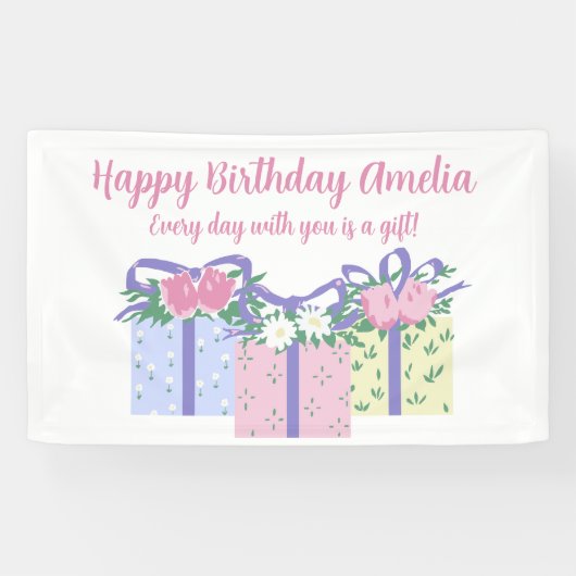 Elke dag is een cadeau verjaardagsbanner spandoek (Horizontaal)