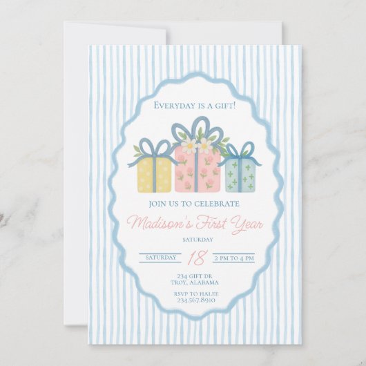 Elke dag is een geschenk Eerste Verjaardag, Grandm Kaart (Voorkant)