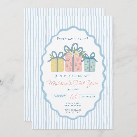 Elke dag is een geschenk Eerste Verjaardag, Grandm Kaart (Voorkant / Achterkant)