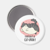Elke dag is een kat-urday grappige vette keuty Cat Magneet (Voorkant / Achterkant)