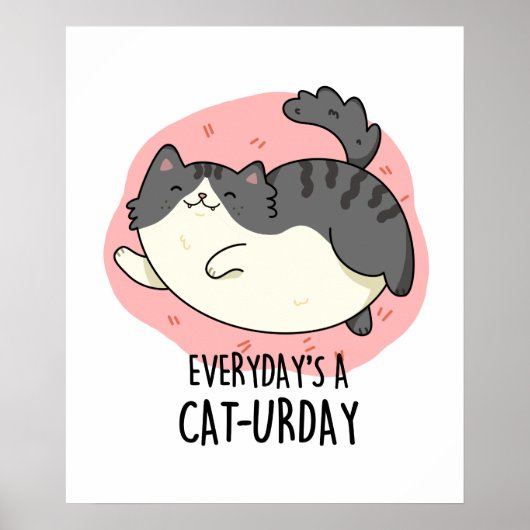 Elke dag is een kat-urday grappige vette keuty Cat Poster (Voorkant)