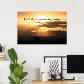 Elke dag is een nieuw begin poster (Thuiskantoor)