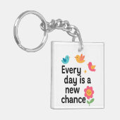 Elke dag is een nieuwe kans - kleurrijke vogels sleutelhanger (Voorkant Links)
