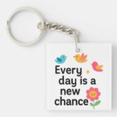 Elke dag is een nieuwe kans - kleurrijke vogels sleutelhanger (Voorkant)