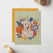 Elke dag is een nieuwe start notitiekaartje (Voorkant / Achterkant in situ)