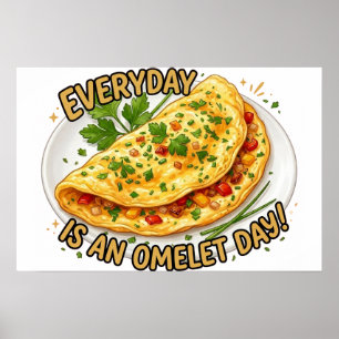 Elke Dag Is Een Omelet Dag Ontbijt Foodie Poster