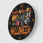 Elke dag is een oranje, ronde muur-kunstklok grote klok (Hoek)