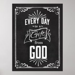 Elke dag is er een cadeau van GOD Chalkboard Art Poster