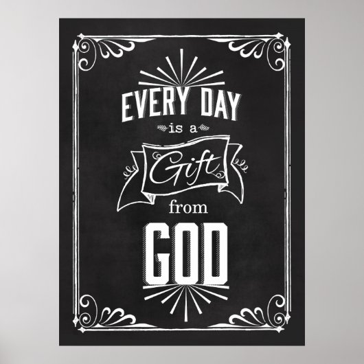 Elke dag is er een cadeau van GOD Chalkboard Art Poster (Voorkant)