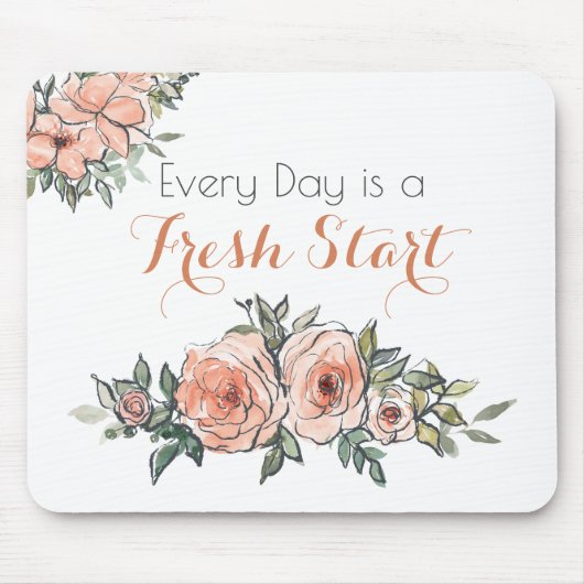 Elke dag is er een Fresh Start Elegant Waterverf Muismat (Voorkant)