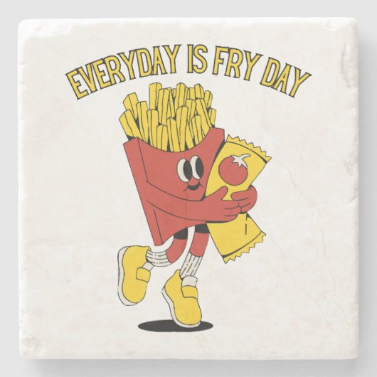 Elke Dag Is Fry Dag Stenen Onderzetter (Voorkant)