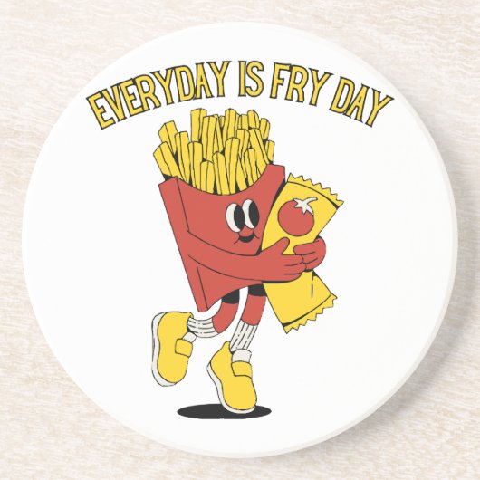 Elke Dag Is Fry Dag Zandsteen Onderzetter (Voorkant)