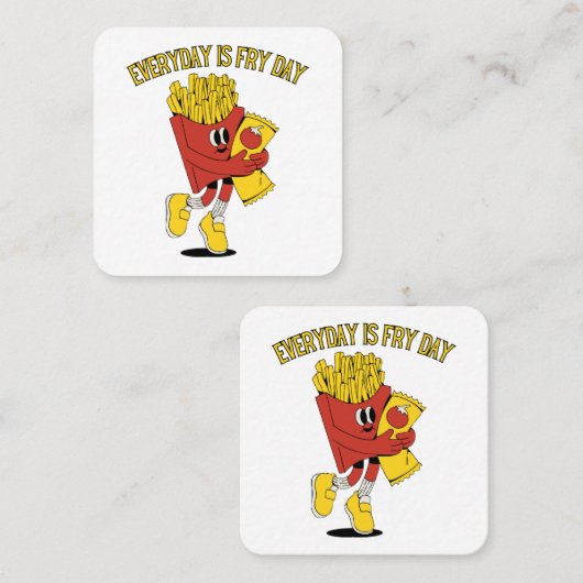Elke dag is Fry Day Vierkante Visitekaartje (Voorkant / Achterkant)