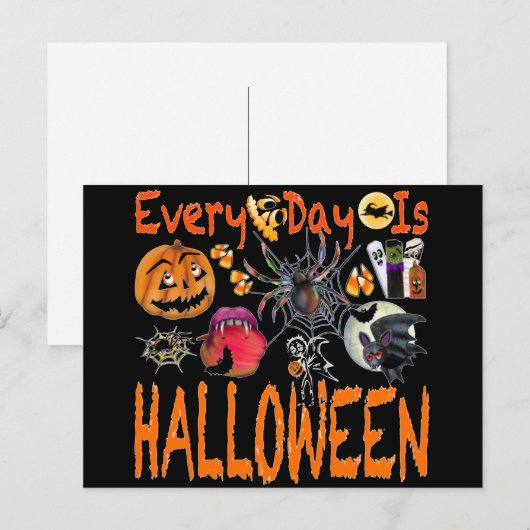 Elke Dag is Halloween Briefkaart (Voorkant / Achterkant)