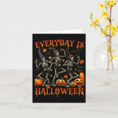 Elke dag is Halloween grappig skelet dansen Kaart (Gele Bloem)