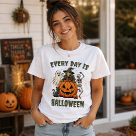 Elke Dag Is Halloween Schattige Heks Pompoen T-shirt