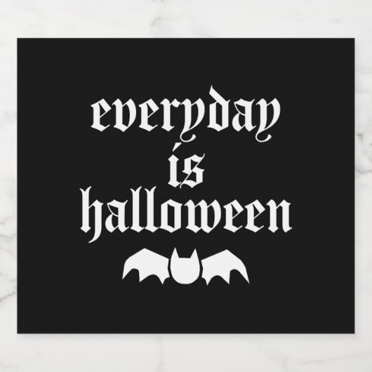 Elke dag is halloween sparkling wijnetiket (Enkel label)