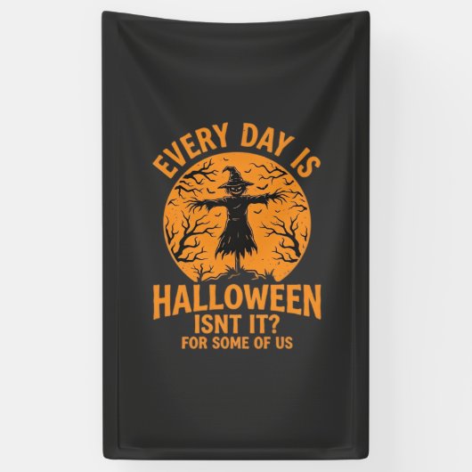Elke Dag Is Halloween Vogeverschrikker Heks Ontwer Spandoek (Verticaal)