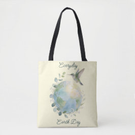 Elke dag is het Aardedag Kolibrie Vogel Tote Bag