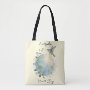 Elke dag is het Aardedag Kolibrie Vogel Tote Bag