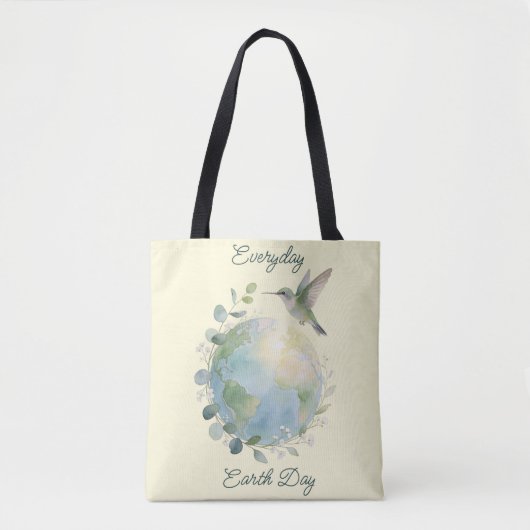 Elke dag is het Aardedag Kolibrie Vogel Tote Bag (Voorkant)