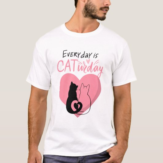 Elke dag is het CATurday Love Poster T-shirt (Voorkant)