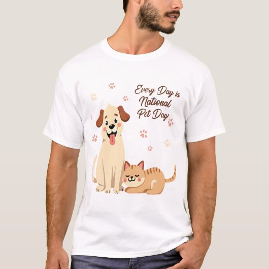 Elke dag is het nationale dierendag - Dog & Cat De T-shirt (Voorkant)