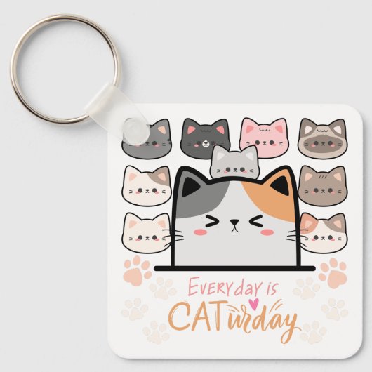 Elke dag is Kat-aterdag Sleutelhanger (Voorkant)