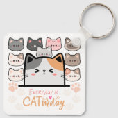 Elke dag is Kat-aterdag Sleutelhanger (Achterkant)