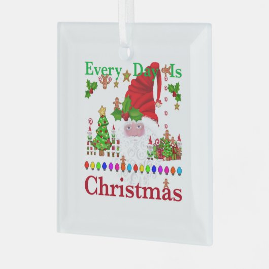 Elke dag is Kerstmis Glas Ornament (Voorkant links)
