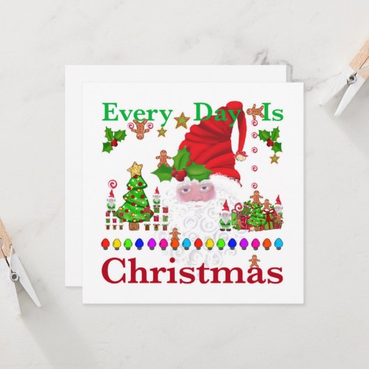 Elke dag is Kerstmis Kaart (Voorkant / Achterkant in situ)