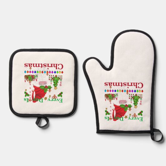 Elke dag is Kerstmis Ovenwant & Pannenlap Set (Voorkant)