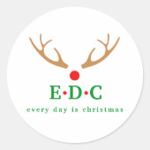 Elke dag is Kerstmis Ronde Sticker (Voorkant)