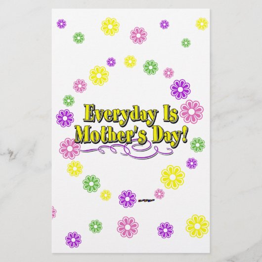 Elke dag is Moederdag! Bloemen Briefpapier (Voorkant)