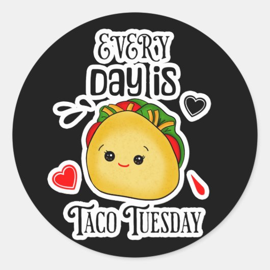 Elke dag is Taco dinsdag Ronde Sticker (Voorkant)