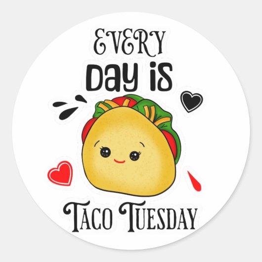 Elke dag is Taco dinsdag Ronde Sticker (Voorkant)