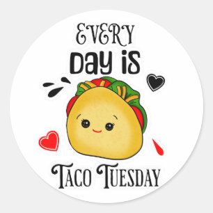 Elke dag is Taco dinsdag Ronde Sticker