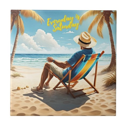 Elke dag is zaterdag Gepensioneerd Tegeltje (Voorkant)