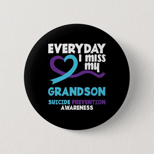 Elke dag juf ik mijn kleinzoon Suicide Prevention Ronde Button 5,7 Cm (Voorkant)