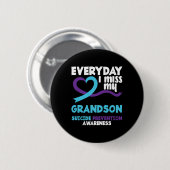 Elke dag juf ik mijn kleinzoon Suicide Prevention Ronde Button 5,7 Cm (Voorkant /achterkant)
