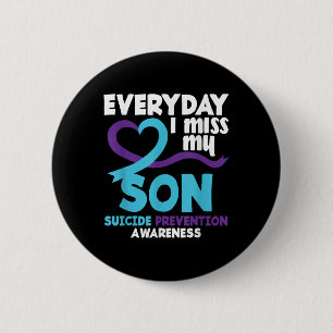 Elke dag juf ik mijn zoon Suicide Prevention Aware Ronde Button 5,7 Cm