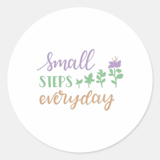 Elke dag kleine stappen ronde sticker (Voorkant)
