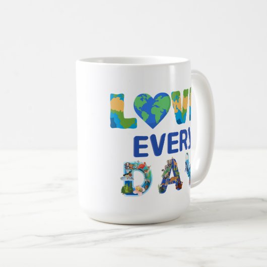 Elke dag liefde op aarde koffiemok (Voorkant rechts)