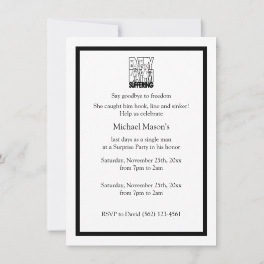 Elke dag lijd ik - Uitnodigingen voor vrijgezellen (Achterkant)