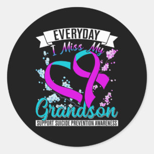 Elke dag mis ik mijn kleinzoon Zelfmoordpreventie Ronde Sticker