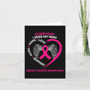 Elke dag mis ik mijn mama Cute Pink Breast Cancer Kaart