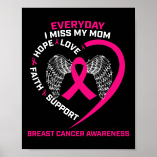 Elke dag mis ik mijn mama Cute Pink Breast Cancer  Poster