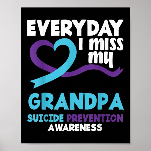 Elke dag mis ik mijn opa Suicide Prevention Award Poster (Voorkant)