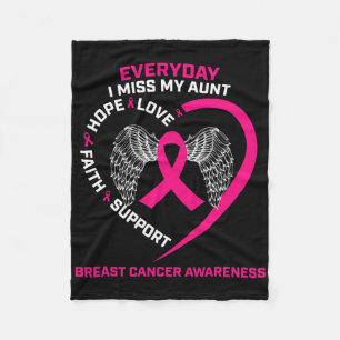 Elke dag mis ik mijn tante Pute Pink Breast Cancer Fleece Deken