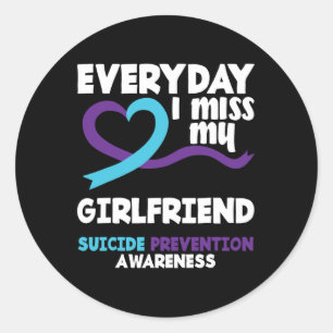 Elke dag mis ik mijn Vriendin zelfmoordpreventie A Ronde Sticker